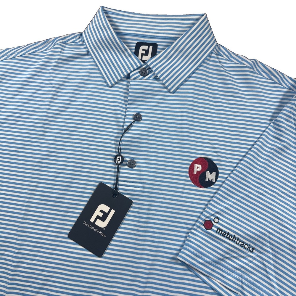 NWT Footjoy‎ FJ Golf Polo Men's XL Blue Stripe Performance Pro Dry
